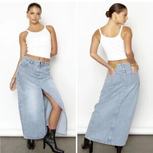NWT SNDYS Nila Denim Maxi Skirt Light Wash Sz M
